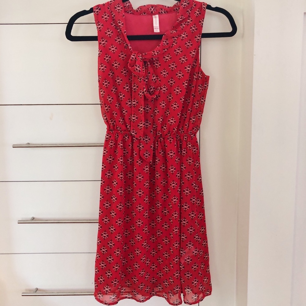 Red Chiffon Midi Dress
